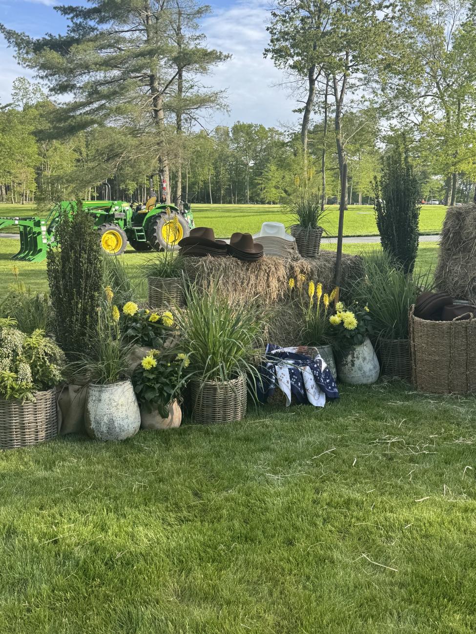 Outdoor décor and materials staged onsite