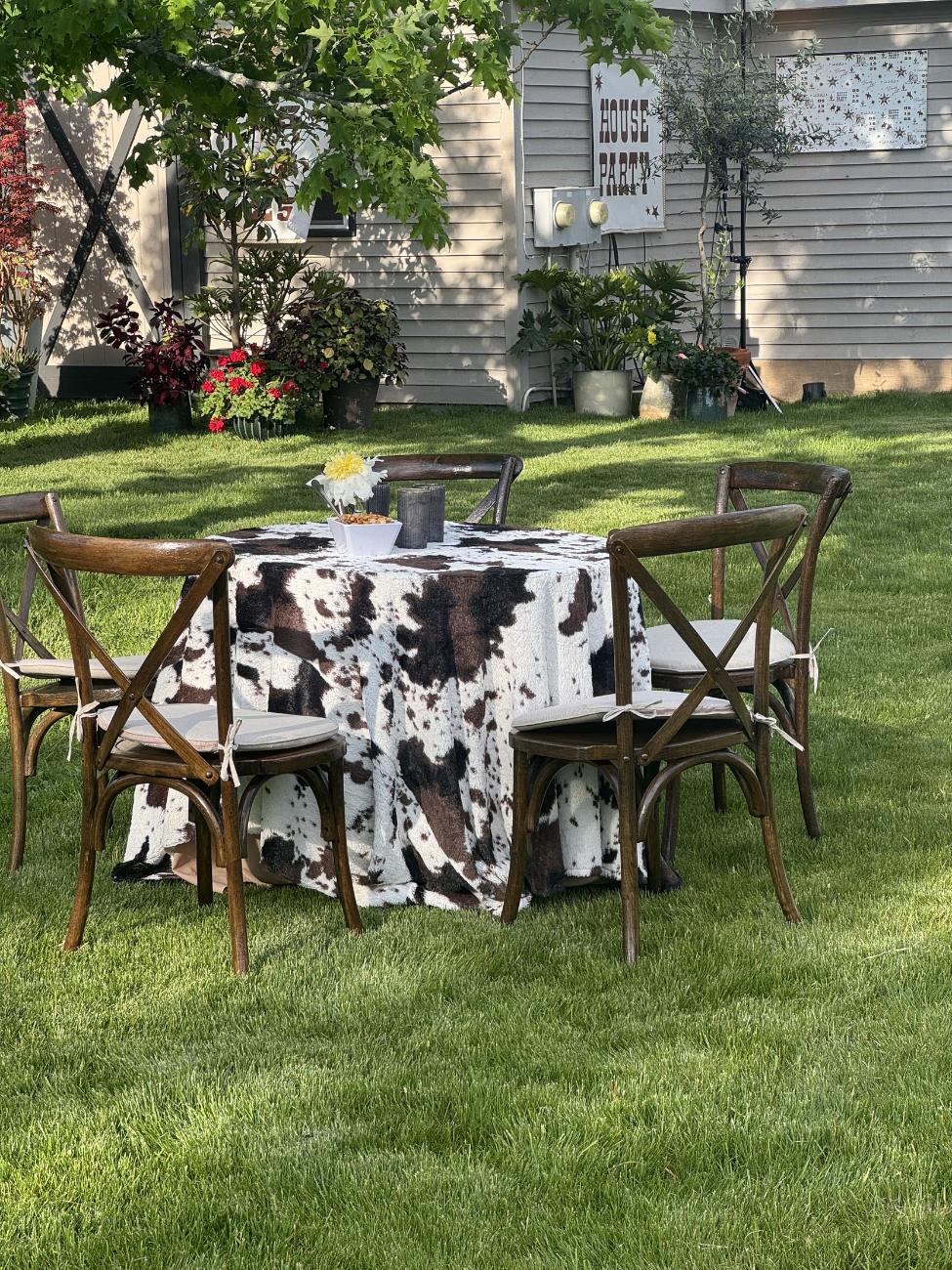 Finished cow-print guest area